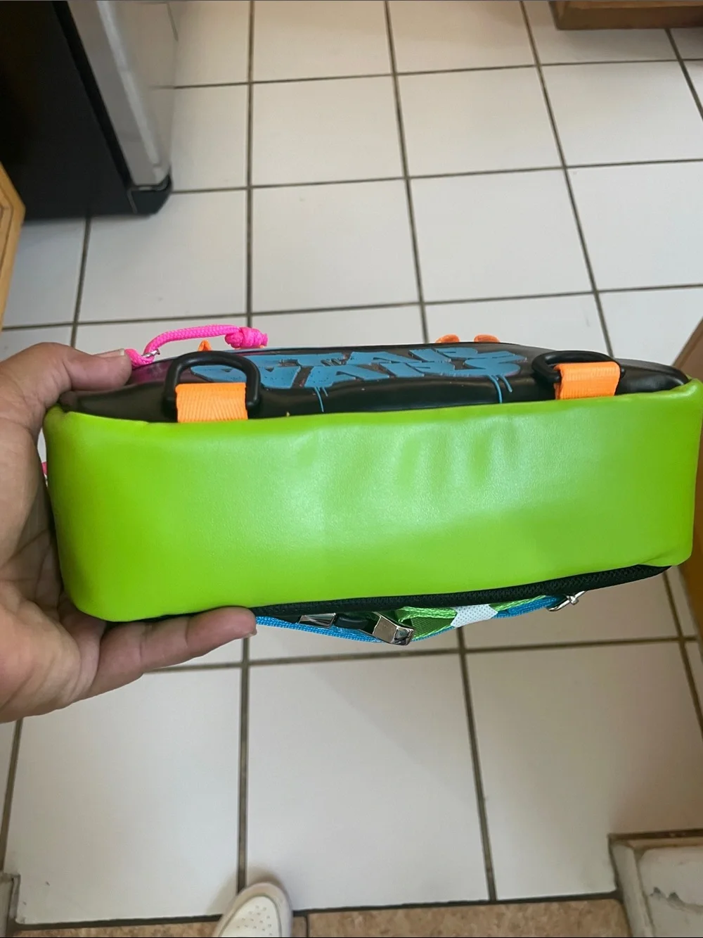 Star Wars Neon Green Black Pencil Case with Pink and Orange Accents